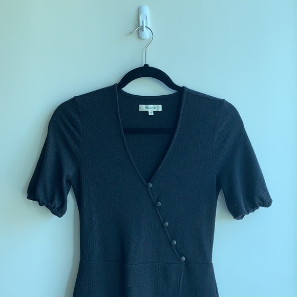Madewell Cross-Front Button Dress (Black) - Picture 6 of 7